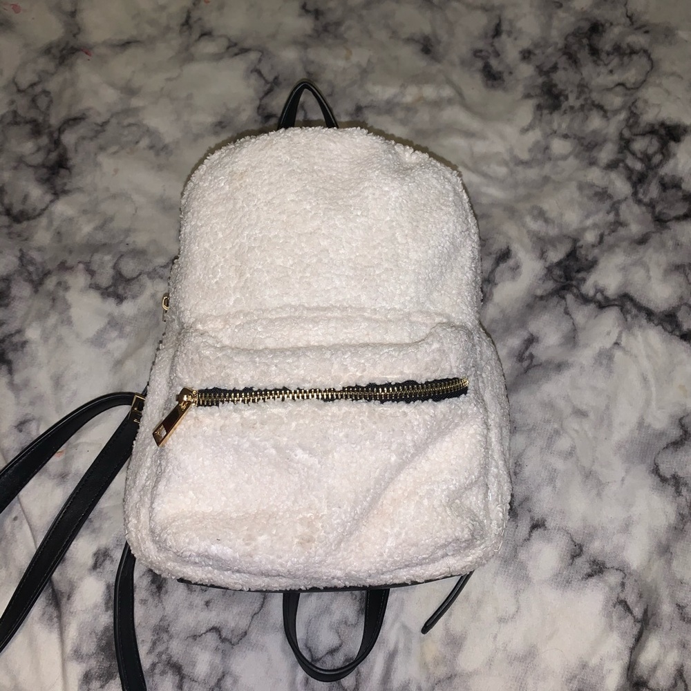 White fluffy mini backpack
